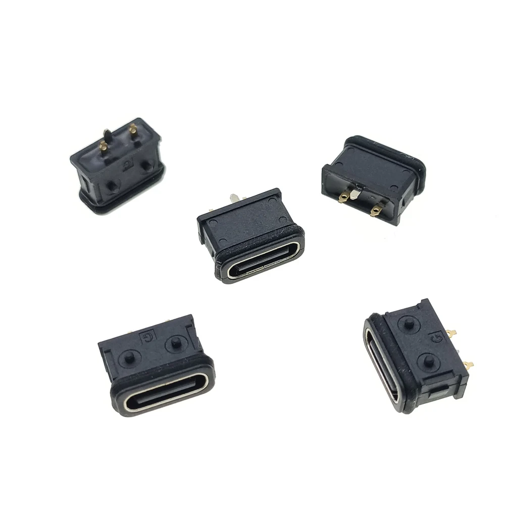 

5pc TYPE-C 2Pin Waterproof Female With Positioning Column Socket Port Charge Interface 180 degree DIP (A12B12/A4/B4) Connector