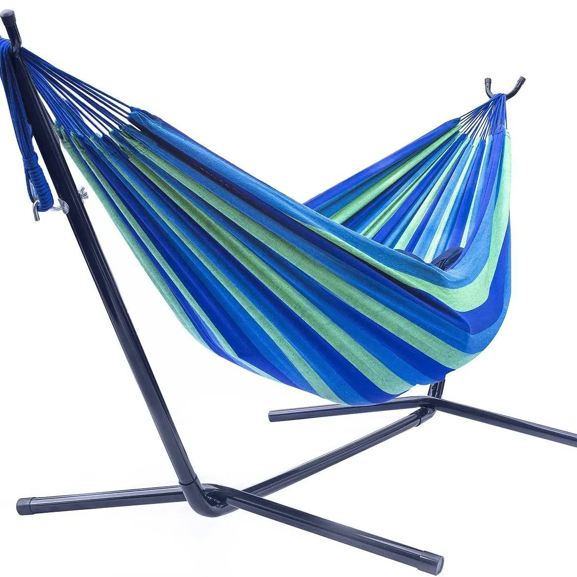 

Portable Outdoor Double Camping Hammock with Iron Frame and Travel-Friendly Net Material Style Inspired by Swing Bracket