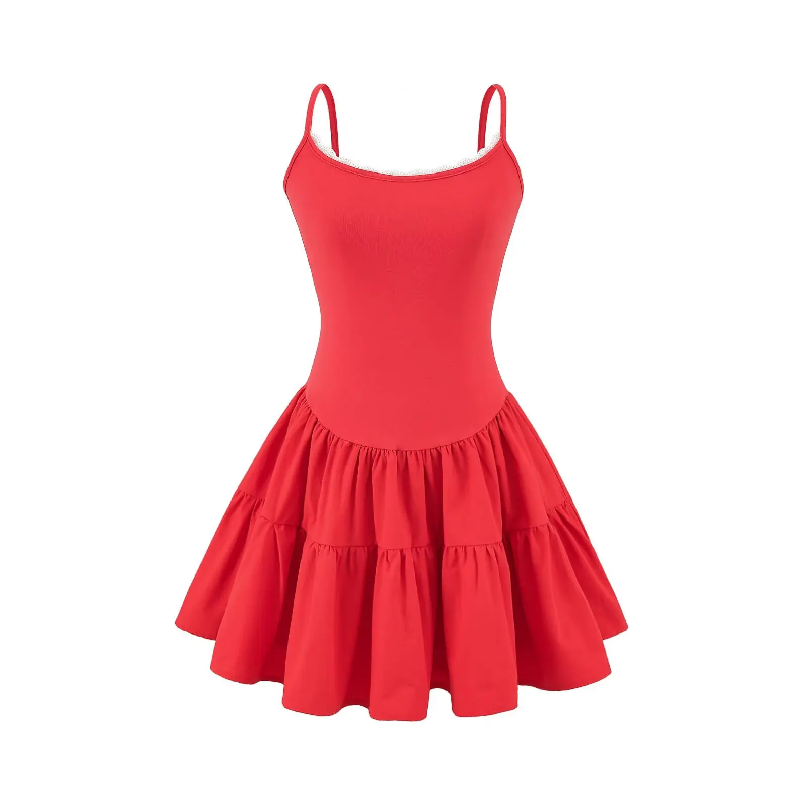 الباليه Sle الدانتيل حزام الدكتور المرأة الصيف جديد الخصر Cinching سليم نسيج مرن منتفخ ألف خط ort تنورة مثير عالية الخصر... #5