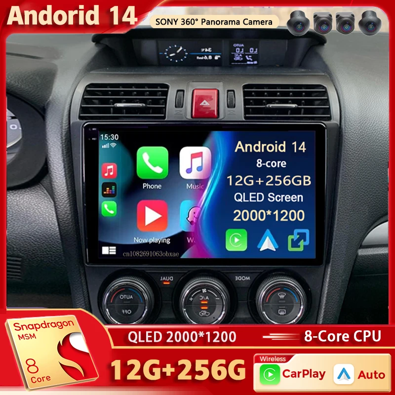 Android 14 per Subaru Forester 4 SJ 2012 - 2015 2K QLED Android autoradio lettore Video multimediale GPS AI Voice CarPlay 4G Stereo