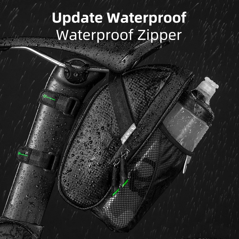 ROCKBROS Bicycle Bag Water Bottle Pocket Waterproof Reflective MTB Road Bike Saddle Bag Cycling Rear Seat Tail Bag Accessories