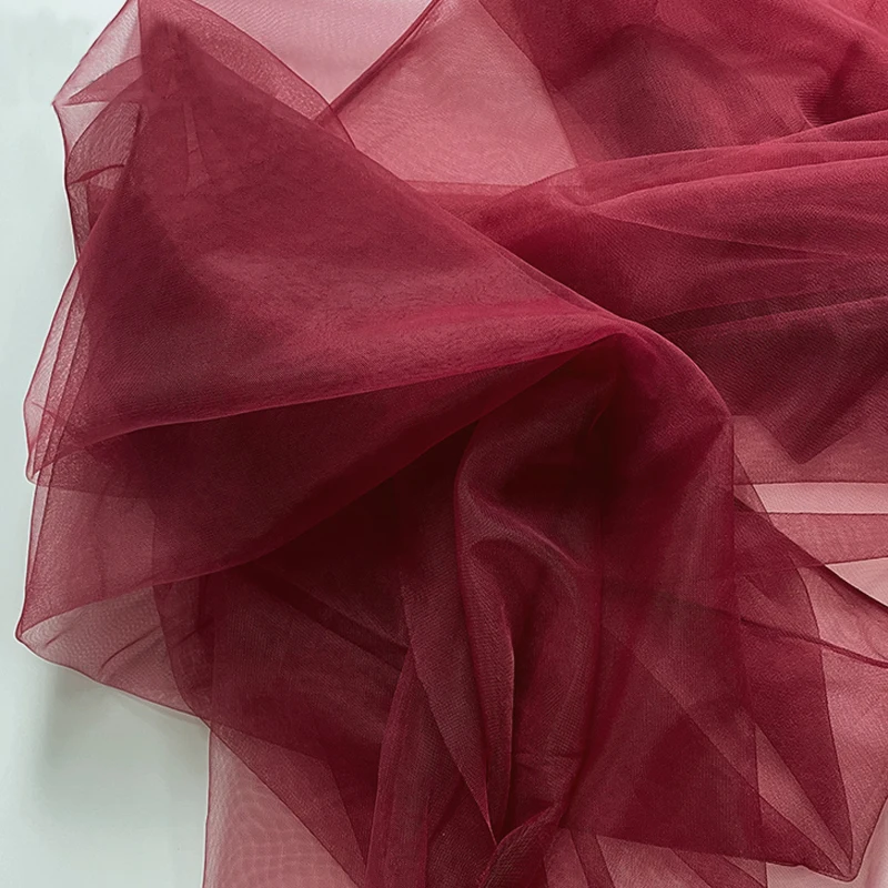 Blue Burgundy Soft Tulle Fabric Wedding Celebration Curtain Clothing Sage Mesh Layout Chair Back Yarn Net DIY Sewing Material