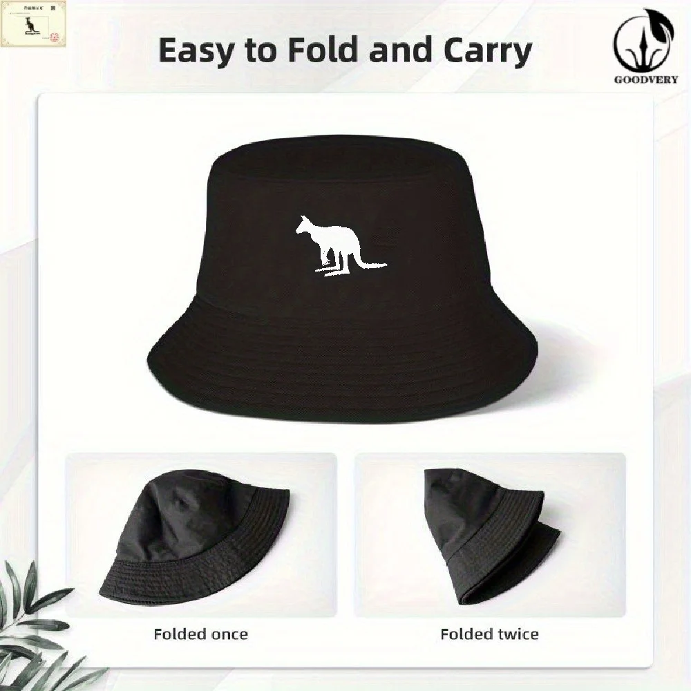 

GOODVERY Fishing Bucket Hat with Animal Kangaroo Outdoor Hat Fishing, Hunting, Camping Battery Crown Print, Durable Headwear