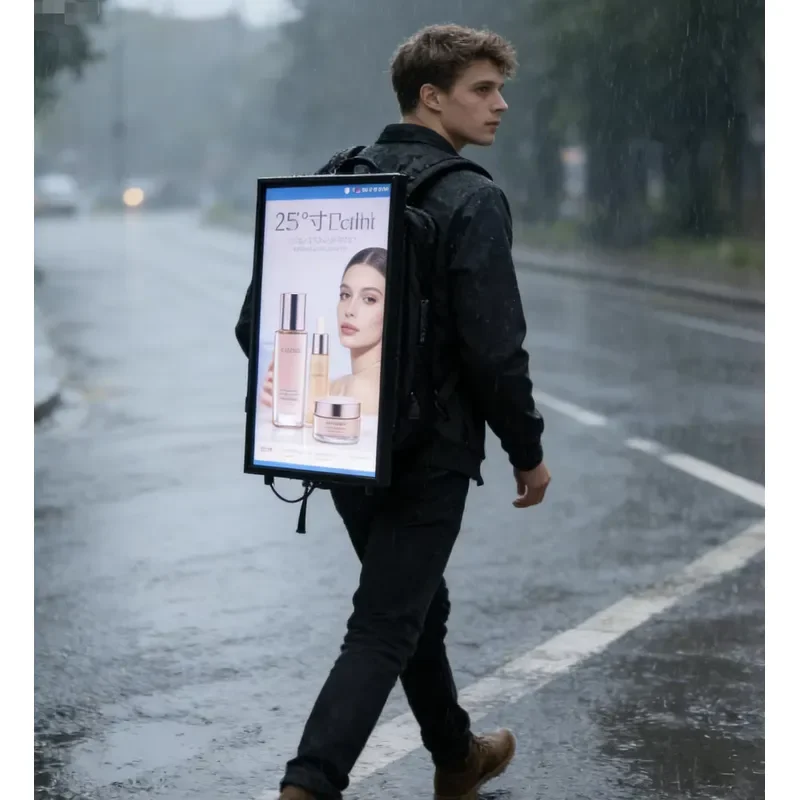 Transform your marketing strategy with this innovative 32 inch portable LCD video backpack, designed specifically for