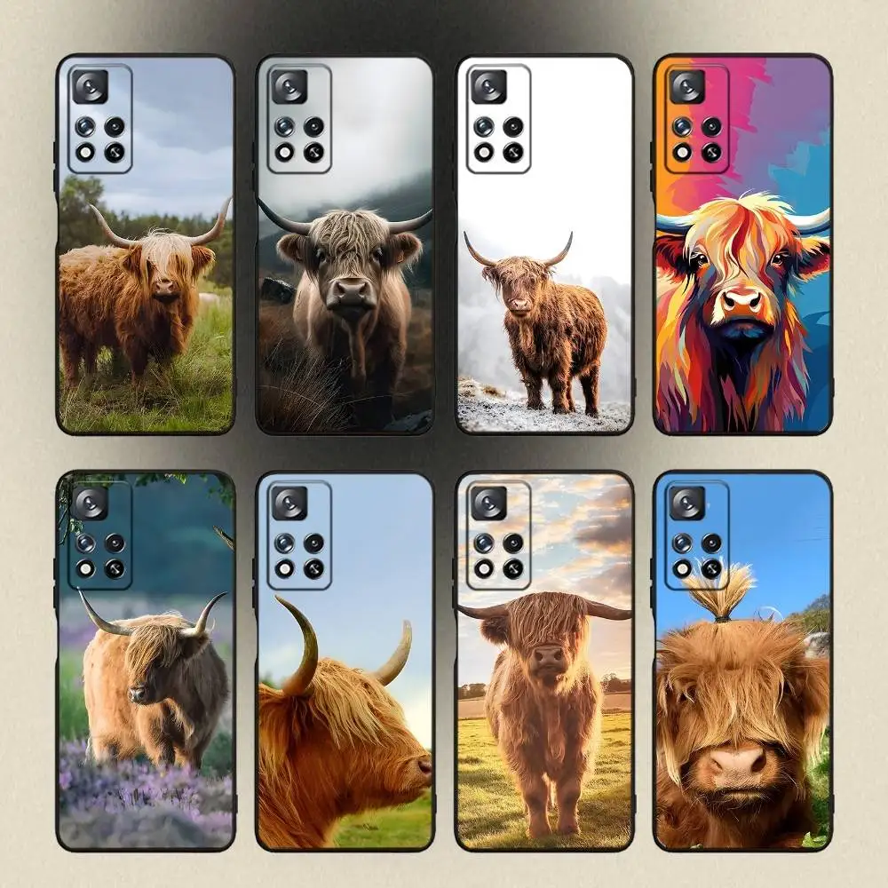 

Cute Highland Cow Phone Case For Samsung Galaxy A 91,80,73,72,53,52,51,22,5G,Plus,J,Note Soft Black Cover