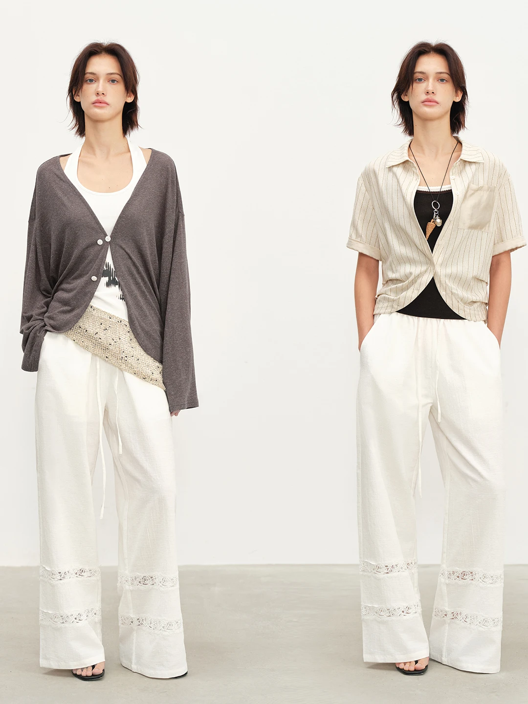 

Брюки Howwell2026SS: комфортные, из хлопка и льна, свободного кроя, в расслабленном стиле, прямые, с регулируемым шнурком, повседневные, широкие джинсы