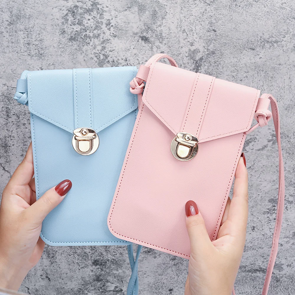 Mobile Phone Shoulder Bag Wallets Women for Apple Huawei Touch Screen Cell Phone Packet Crossbody Phone Bags PU Leather Handbag