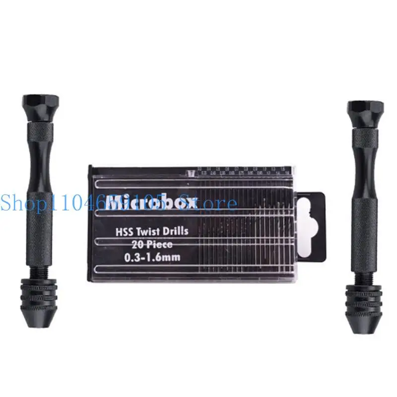 652F 1 Set professionele twist borbits Precisie Pin Vise Mini Micro Hand Boorbit Set Rotary Tools voor W/ 20 Drill Bits B