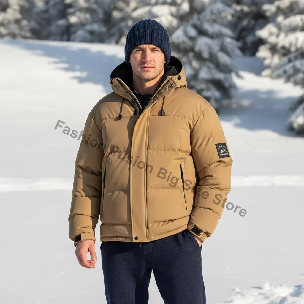 New Windproof Thickening Men Tops Outdoors Loose Versatile Comfort Keep Warm Coats Winter Fashion Casual Solid Hooded Parka Men