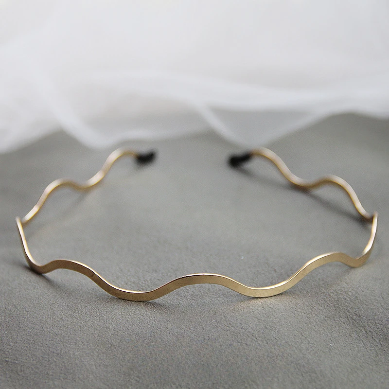 Minimalist Style Wavy Line Headbands Fashion Gold/Silver Color Thin Metal Headband Woman Hair Accessories