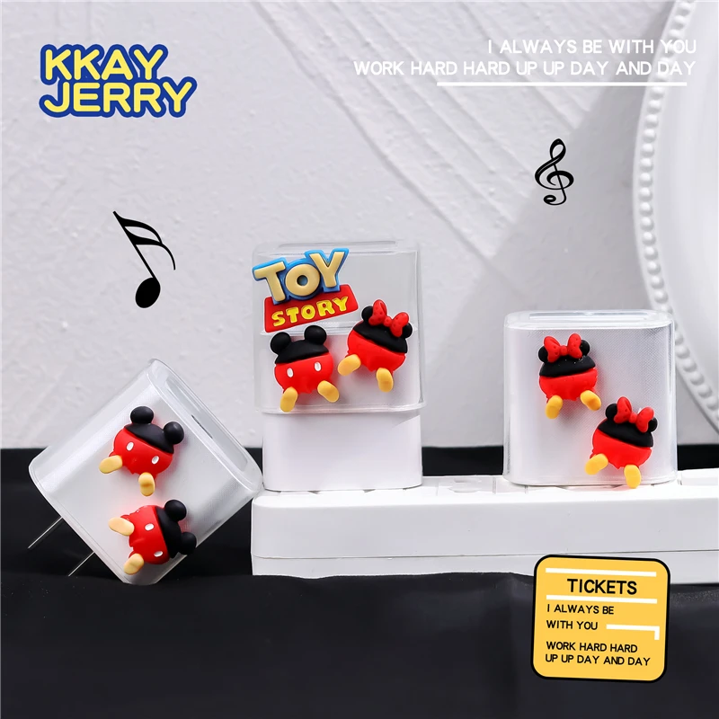 Disney Mickey Minne Cable Winder Set Cartoon Charger USB Cable Protector For Apple IPhone Cable Protect Decoration