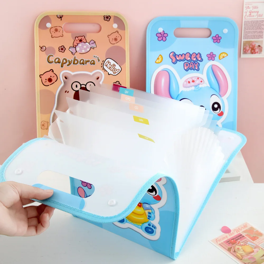 

Cute Stitch A4 Folder Storage Bag Disney 12 Layers Document Folder Portable Large Capacity File Organizer Supplies Gifts