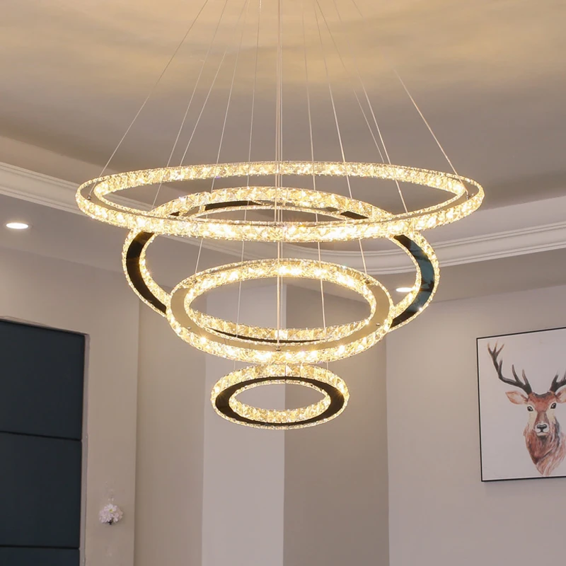 moderno led pingente lighs decoracao do quarto anel brilho dourado lampada regulavel luxo k9 cristal quarto sala de estar lustre de teto 01