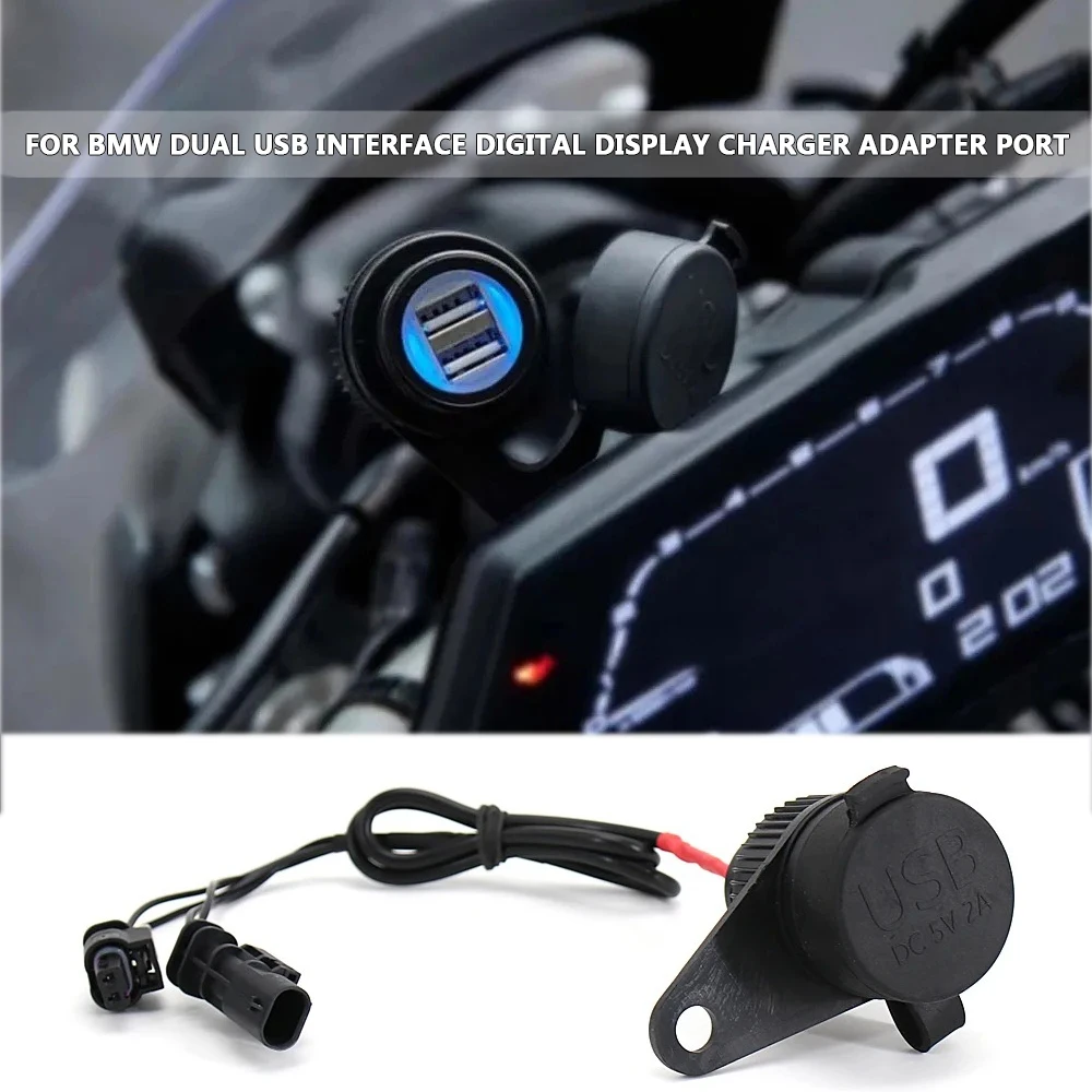 

New USB Double Socket For BMW R1200GS R1250GS F650GS F700GS F750GS F800GS F850GS ADV Motorcycle Charger with Lossless Line ﻿