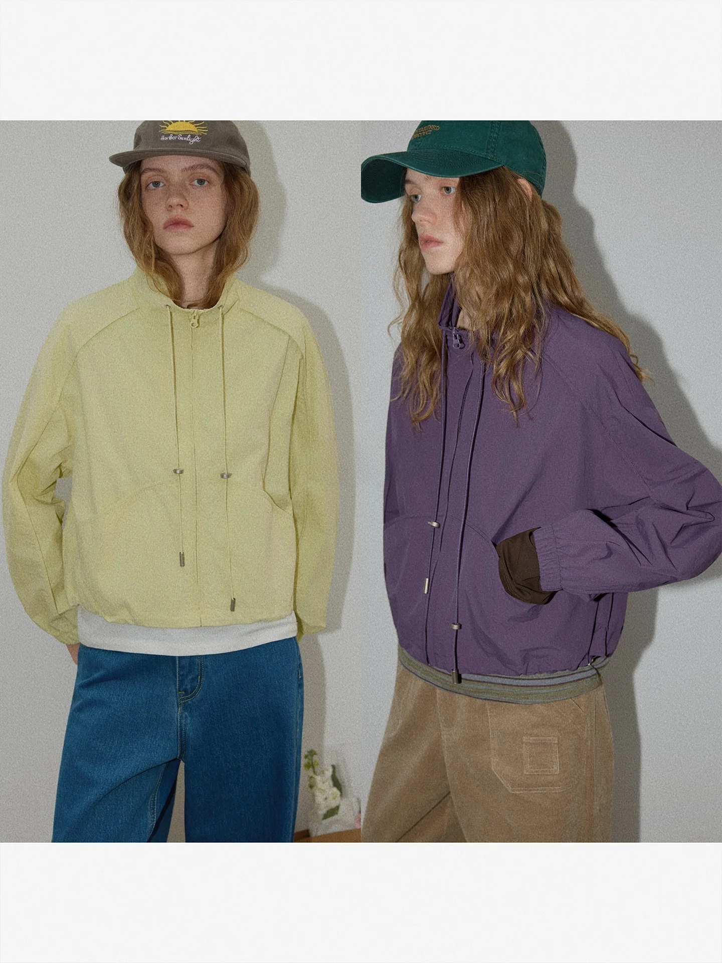 

BMLT Spring Casual Dstring Stand Collar Women's Jaet Korean Sle Loose Fit Cotton Nylon Blend Long Sve Zipper Closure