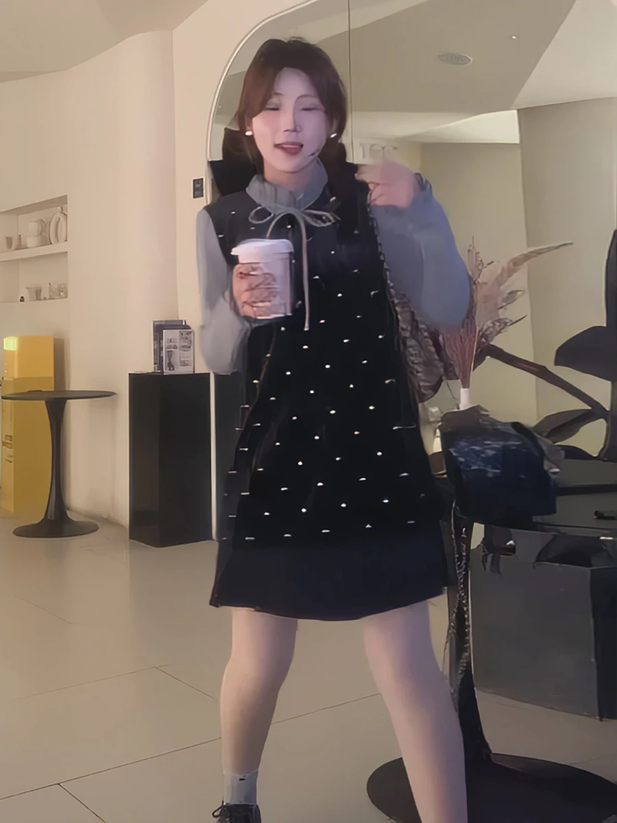 ربيع 2026 الكورية Sle الأزهار الدانتيل طوق irt تنورة سترة الدكتور قطعتين مجموعة المرأة Faion فرقة طويلة Sve بدوره تفعل...