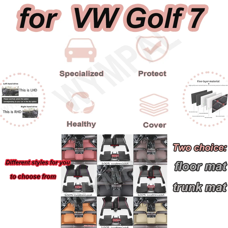

РОСКОШНЫЕ автомобильные коврики для VW Golf 7 7.5 GTE GTD GTI 2012 ~ 2020 Ковры Кожаный коврик Коврики Коврики Внутренние детали Автомобильные аксессуары