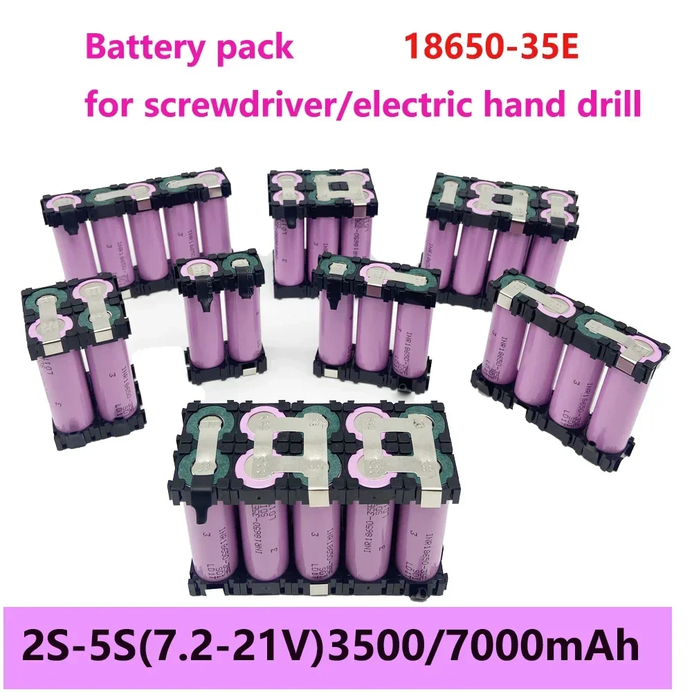 2S1P 3S2P 4S1P ~ 5S2P 6S2P 18650-35E Paquete de batería personalizado, batería de soldadura de 3500mAh/7000mah, 7,4 V a 25,2 v