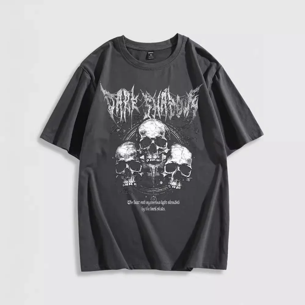 Men's Amazon Independent Station Wish Fast Selling Short Sleeve T-shirt Skull Printed Design Crew Neck Unisex Casual Wear