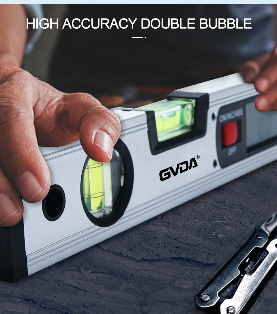 GVDA Digital Spirit Level Inclinometer Horizontal Scale Ruler 360 Degree with/without Magnets Electronic Angle Finder Protractor