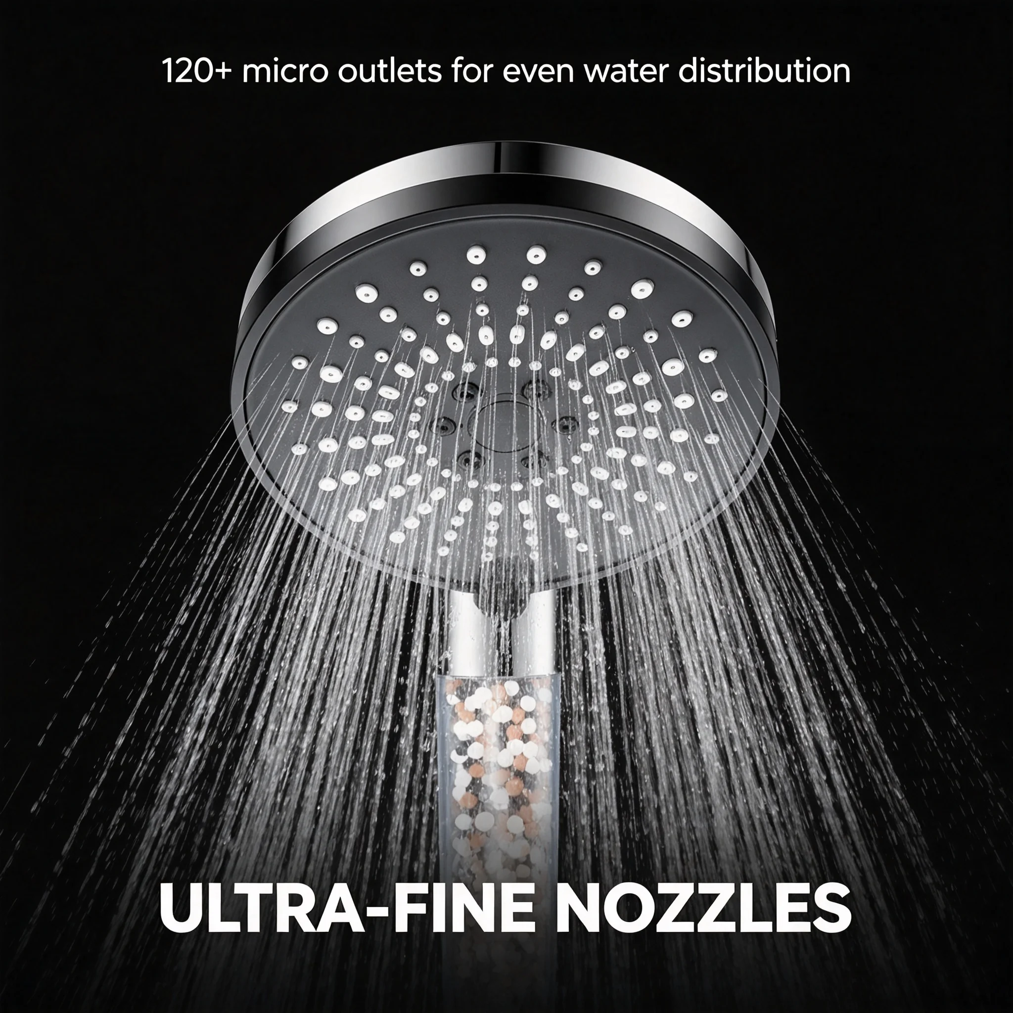 Hard Water Filter Shower Head Set with Mineral Balls High Flow Multi Spray Handheld Kit For Skin & Hair Protection