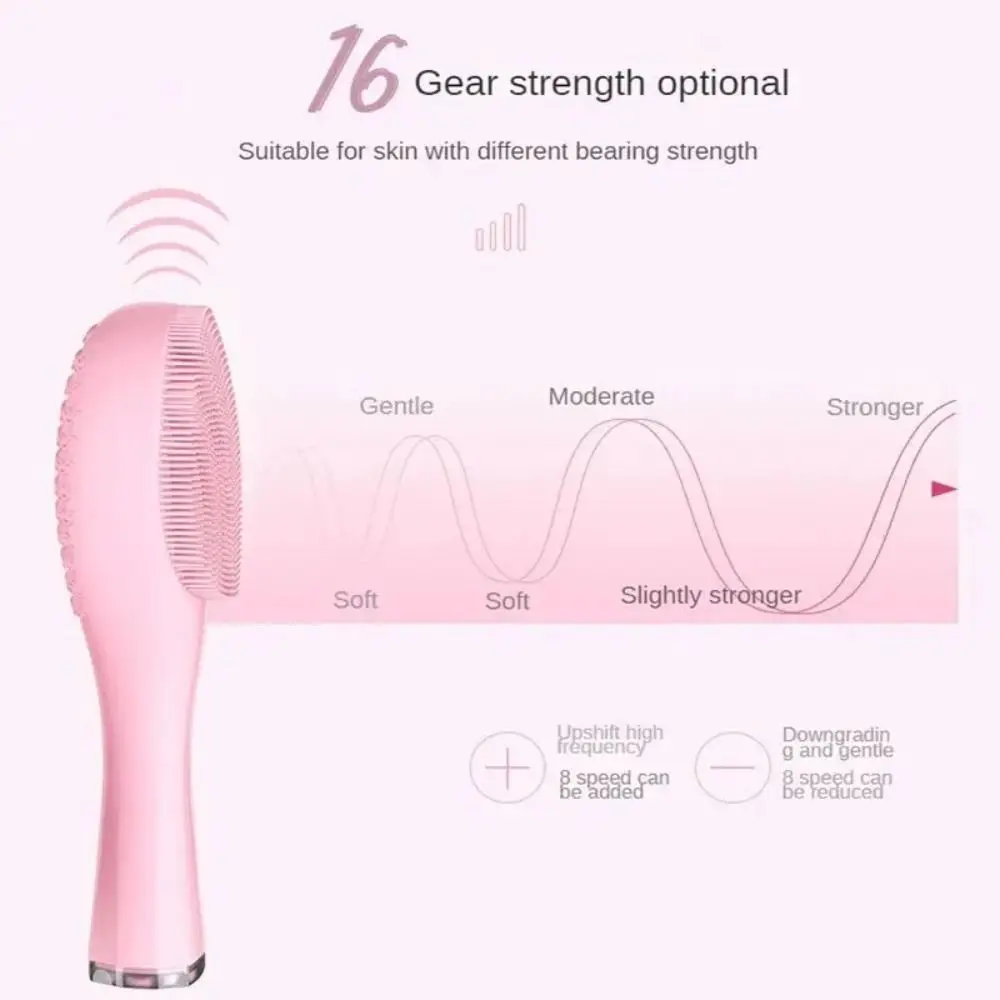 ใหม่ไฟฟ้าแปรงทําความสะอาดผิวหน้าซิลิโคนกันน้ํา Face Scrubber Exfoliating Sonic Vibration Pore CLEANER ผู้หญิง