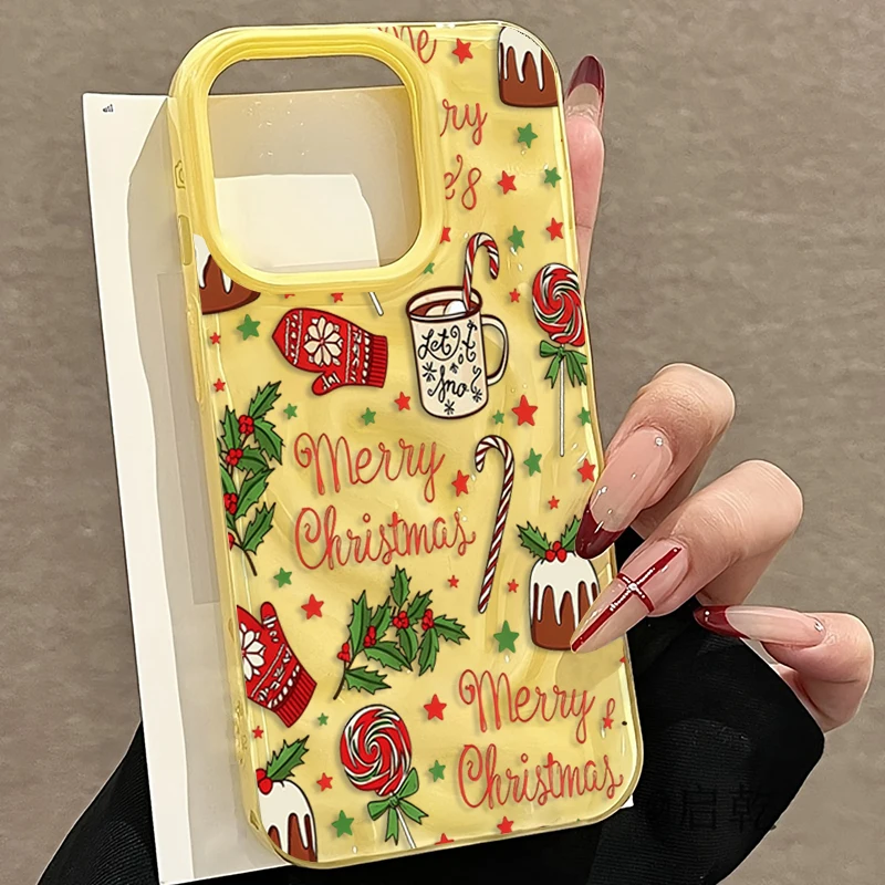 Cute Festive Christmas Pattern Phone Case For iPhone 17 16 15 14 13 Pro 11 12 Pro Max 15 Plus Air Wavy Texture Protective Cover view 4