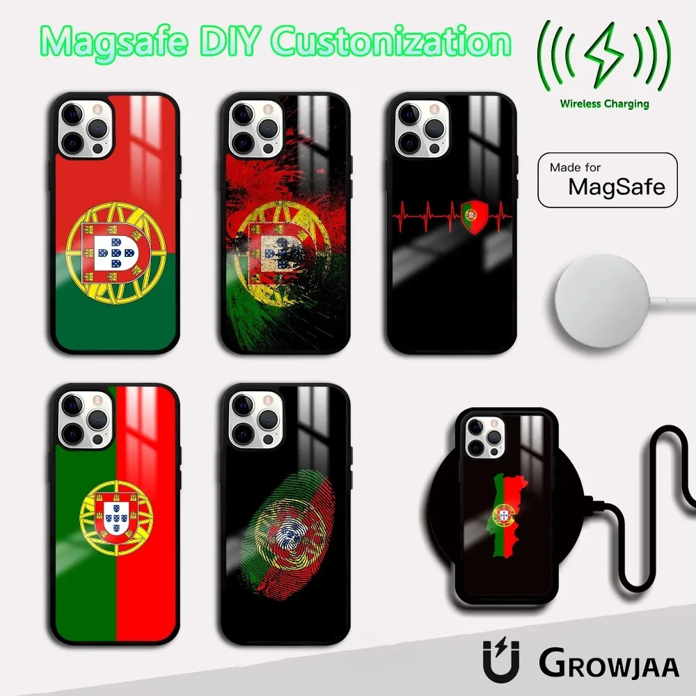 

Portugal Flag Phone Case For iPhone 16 15 14 13 12 11 Pro Max Plus Mini Magsafe Mirror Wireless Magnetic Cover