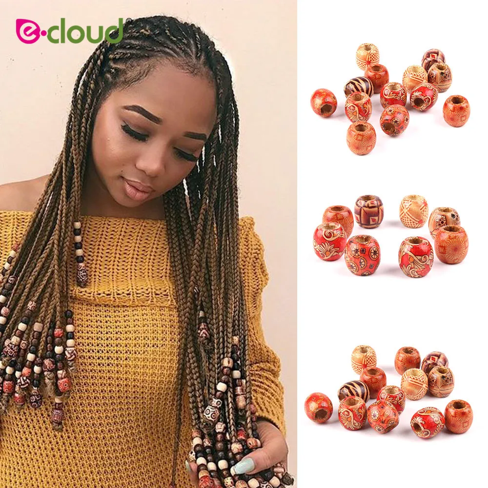 

30pcs/bag 17mm Wood Hair Beads 8mm big Hole Dreadlock Beads for Jumbo Braid Dreadlock Hair Accessories