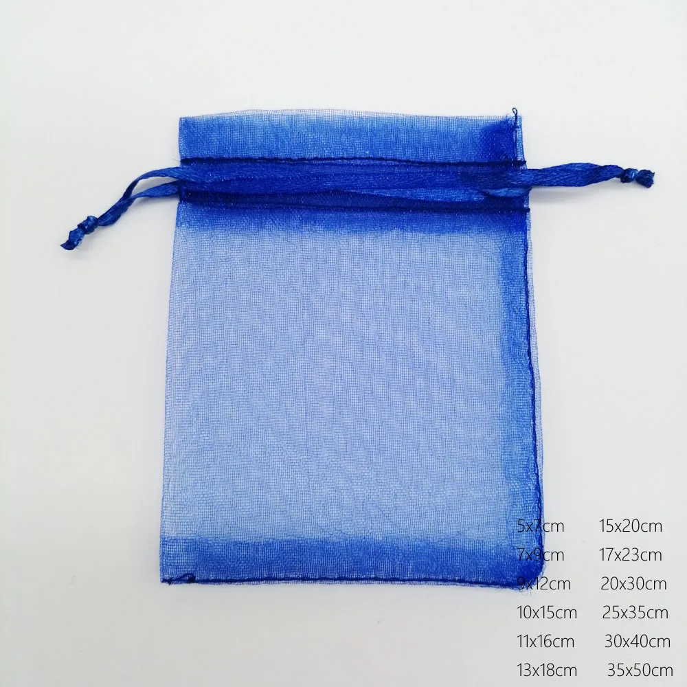 1000pcs Candy Supplies Organza Drawstring Pouch Royal Blue Gift Bags Sachet Packaging Christmas Party Favors Wedding Display Diy