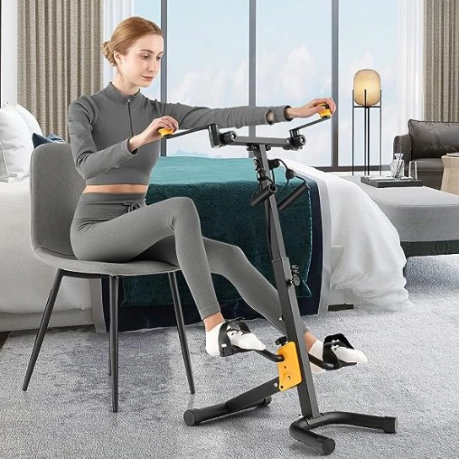 

Professional Foldable Exercise Bike for Rehabilitation & Full-Body Training - 8-Level Adjustable Height,Rotatable Handles