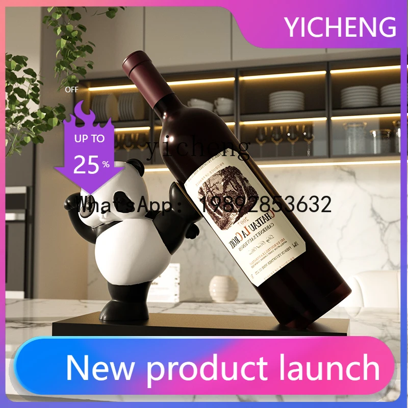 

X6 panda red wine rack ornament housewarming new house wine cabinet home accessories high-end living room