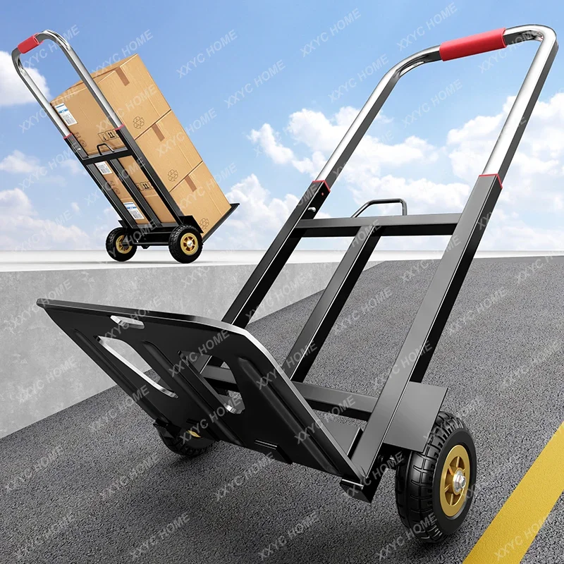 Steel plate  Pull goods trolley Truck Home shopping cart Portable trailer Folding small   Hand