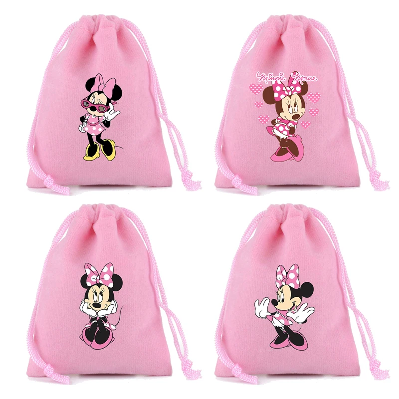

Disney Minnie Mouse Drawstring Bag Anime Cartoon Printed Cotton Tote Bag Girls Kawaii Party Favour Storage Bags Birthday Gifts