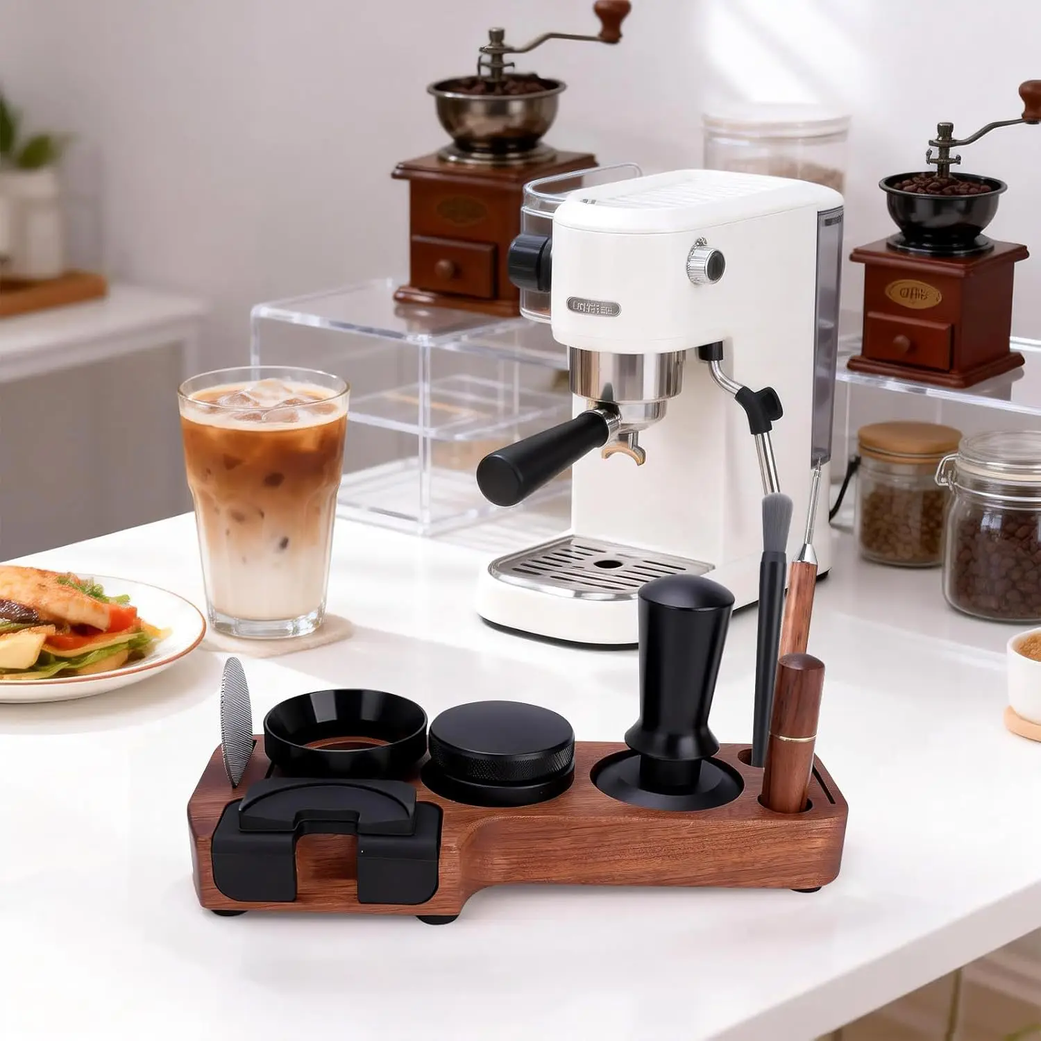 Shabili solid wood coffee storage wooden board nine-piece set storage home cafe desktop finishing practical set