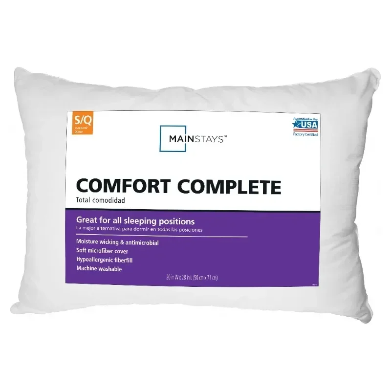 (2 pack) Mainstays Comfort Complete Bed Pillow, Standard/Queen