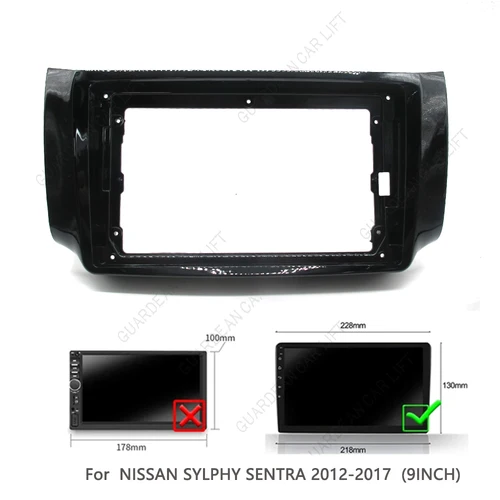 Imagen 2 del producto Fascias de Radio de coche de 9 pulgadas para Nissan Sentra Sylphy 2012-2019 marco estéreo Android 2 Din Panel de unidad principal embellecedor de tablero con Cable