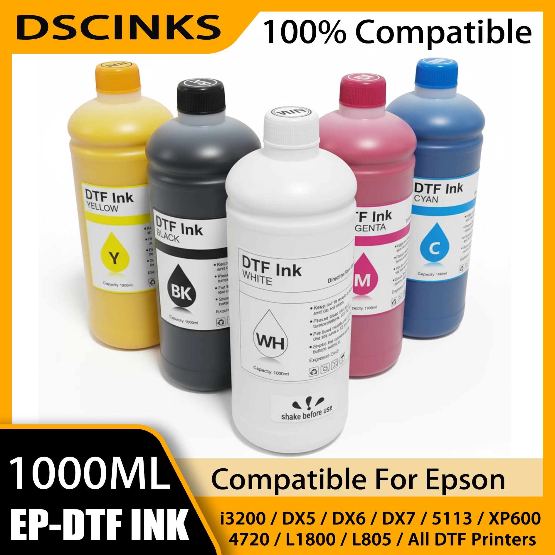 EP-DTF Ink 1000ML Direct to Transfer Film Ink For Epson Print head i3200 XP600 TX800 L1800 1390 L805 DX5 All DTF Ink Printing