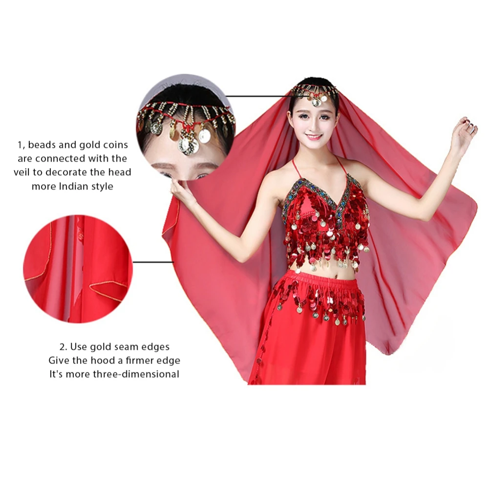 Belly Dancing Chiffon Scarf Solid Color Stage Performance Props Female Show Costumes 150cm Indian Dance Headband