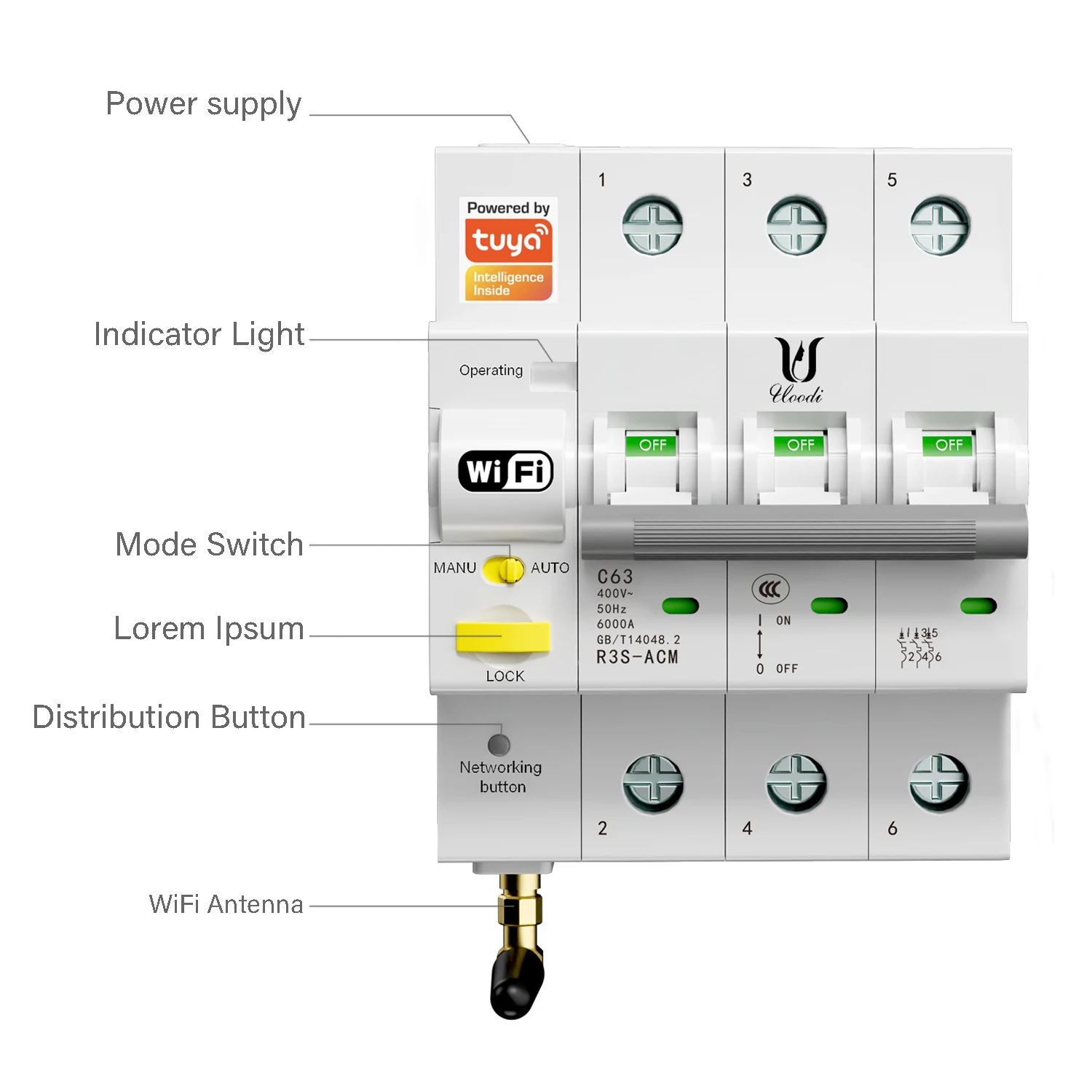 Imagem -03 - Tuya Wifi Interruptor Inteligente Disjuntor Controle Remoto Função Reclosing Automático Vida Inteligente Mcb 63a 1p 2p 3p 4p