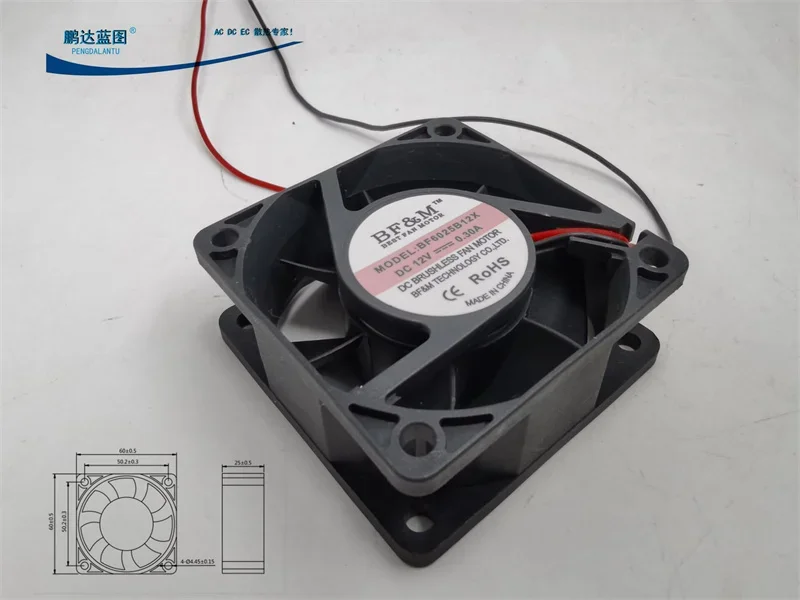 New Bf6025b12 X 6025 6cm 12V Max Airflow Rate Double Ball Server Chassis Cooling Fan 60*60**25MM