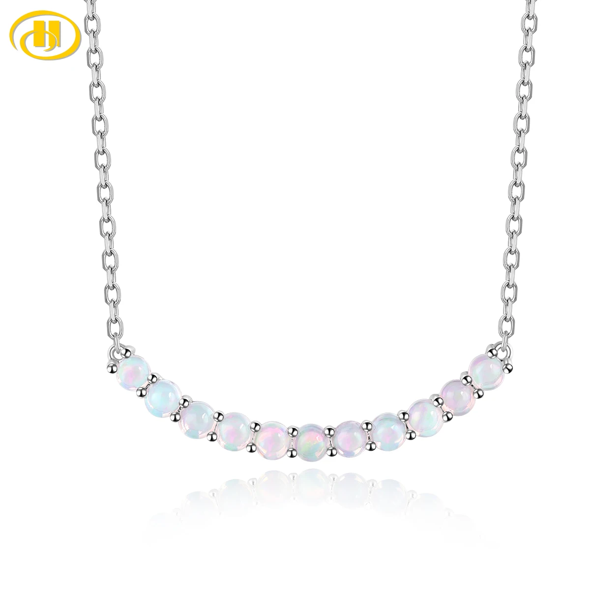 Natural Opal Sterling Silver Necklace 1 Carats Genuine Multicolor Gemstone Exquisite Elegant Fine Jewelry Women Birthday Gifts