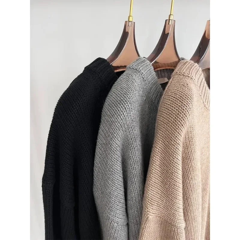 Classic Cashmere Blend Sweater for Women, Loose and Wide Knit, Luxury Pullovers, Kendall Same, Classic, Autumn and Winter, 2024