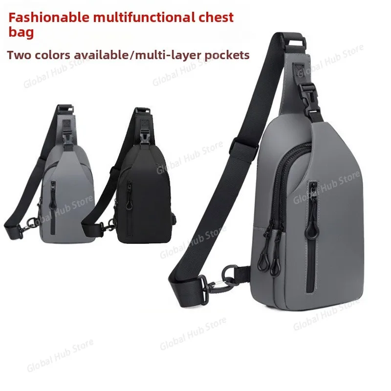

Men Bag Fashion New Solid Color Men Chest Bag Outdoor Casual Fashion One Shoulder Crossbody Bag Nylon USB Charging Shoulder Bags