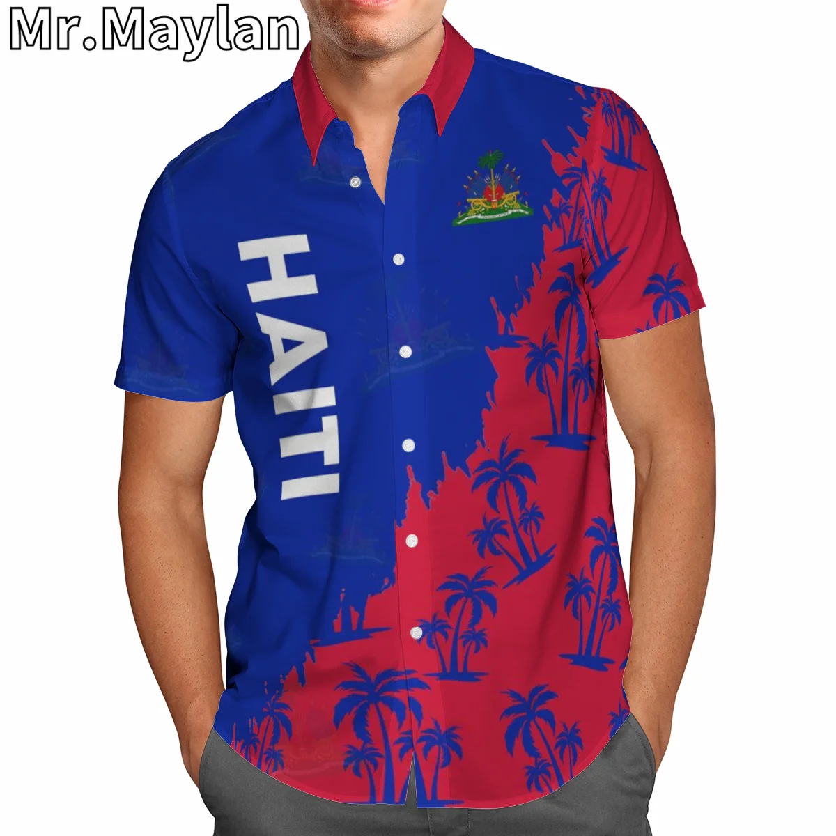 HAITI HAWAIIAN SHIRT HAITI COAT OF ARMS Octopus 3D Men Shirt Summer Short Sleeve Tee Men Shirts 2024 Oversized 5XL Chemise Homme