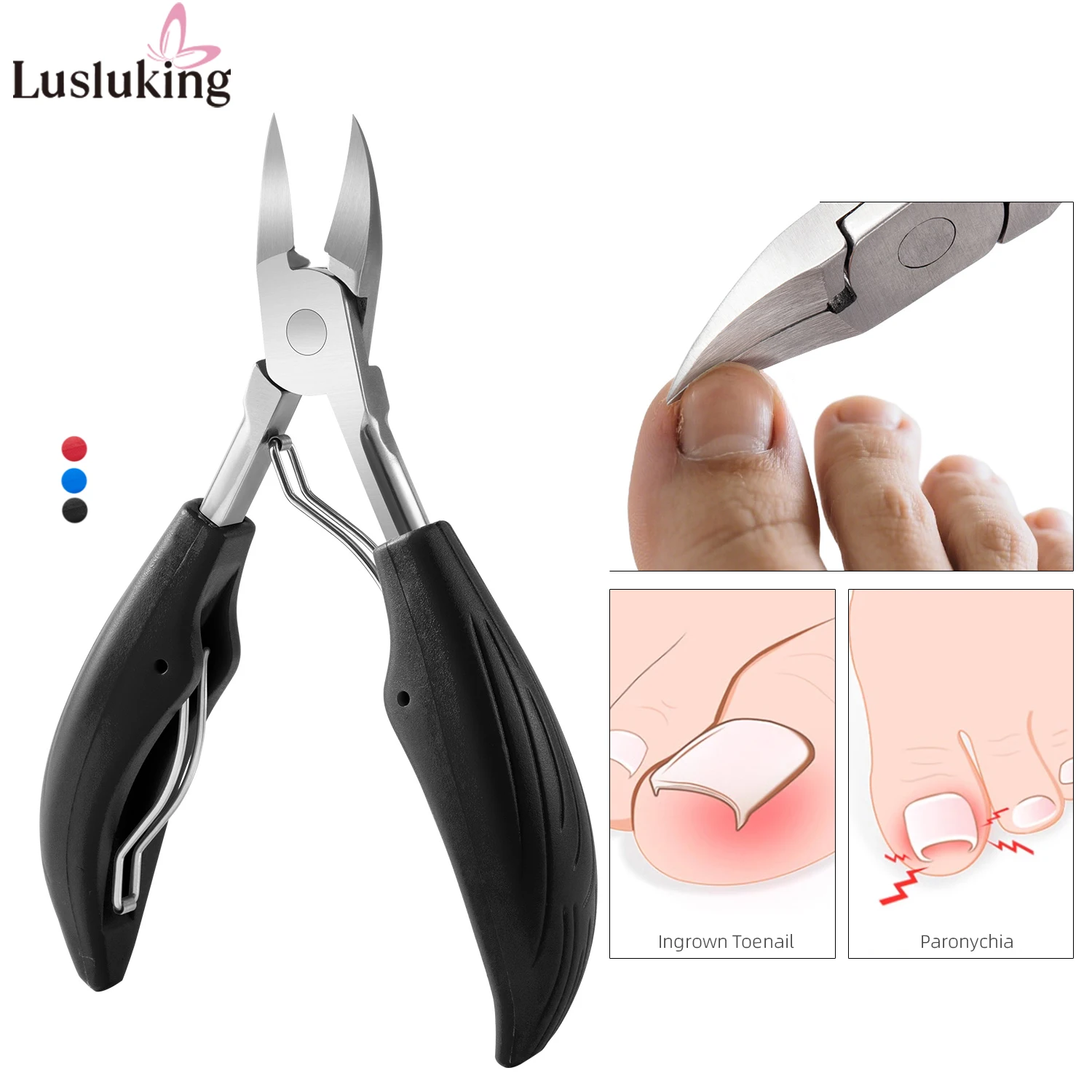 1/4 قطعة الفولاذ المقاوم للصدأ تو مسمار المقص ل نام/سميكة أظافر شفرة منحنية باديكير أداة المتقلب قبضة مريحة العناية بالقدم
