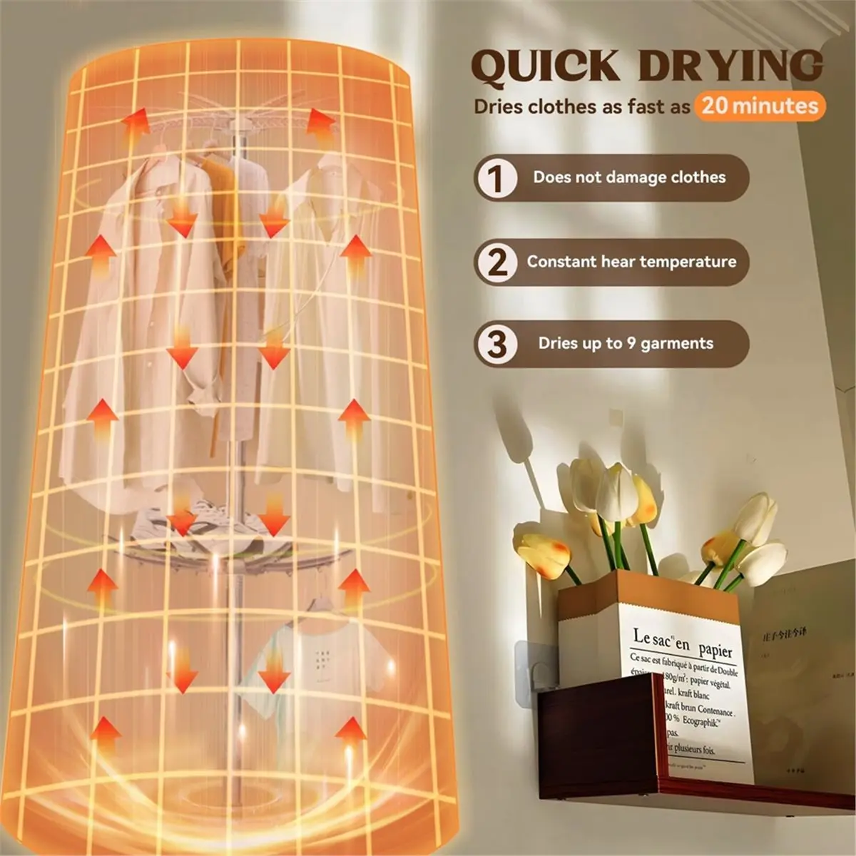 

Портативная сушилка для одежды N94R, мини-компактная сушилка для белья, подходит для квартир, автодомов, путешествий, тихая быстрая сушильная машина, ЕС-версия