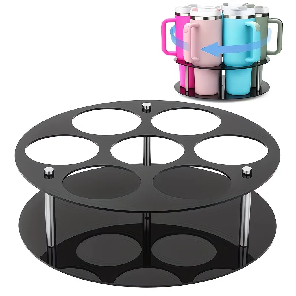 

360° Rotating 40oz Tool Brand Cup Holder, Acrylic Organizer with Handle Slot, Suitable for Glass Cups & Insulated Tumblers