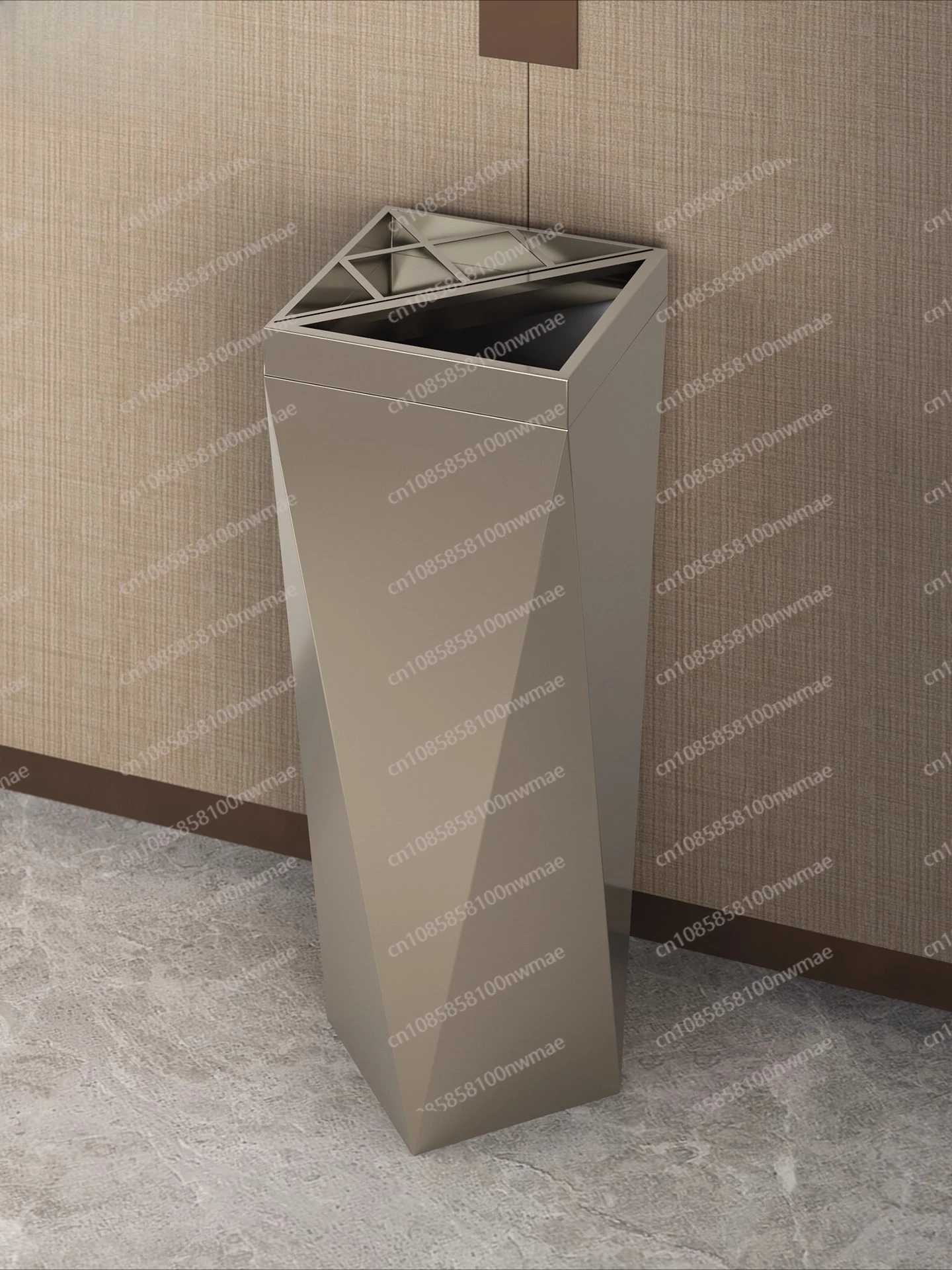 

Hotel trash can lobby vertical stainless steel commercial corridor aisle elevator entrance hotel KTV custom ash bucket