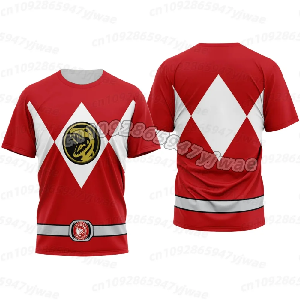 26 Power &Rangers Dinosaur Totem Nostalgisches T-Shirt für Sport und Fitness, lockere, große Größe, kurzärmliges T-Shirt für Erwachsene und Kinder – Detail 7